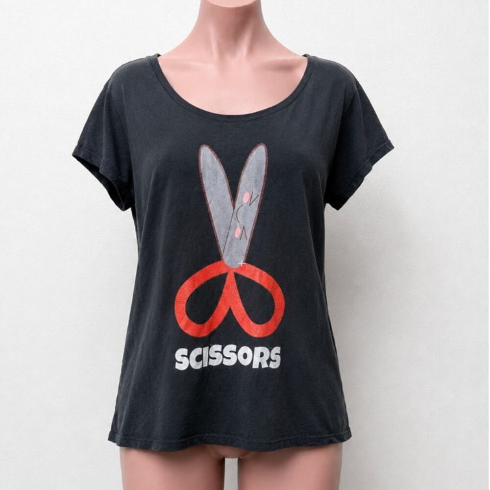 Port & Company Black Short Sleeve Round Neck Scissors Graphic Tee XL - Picture 1 of 10